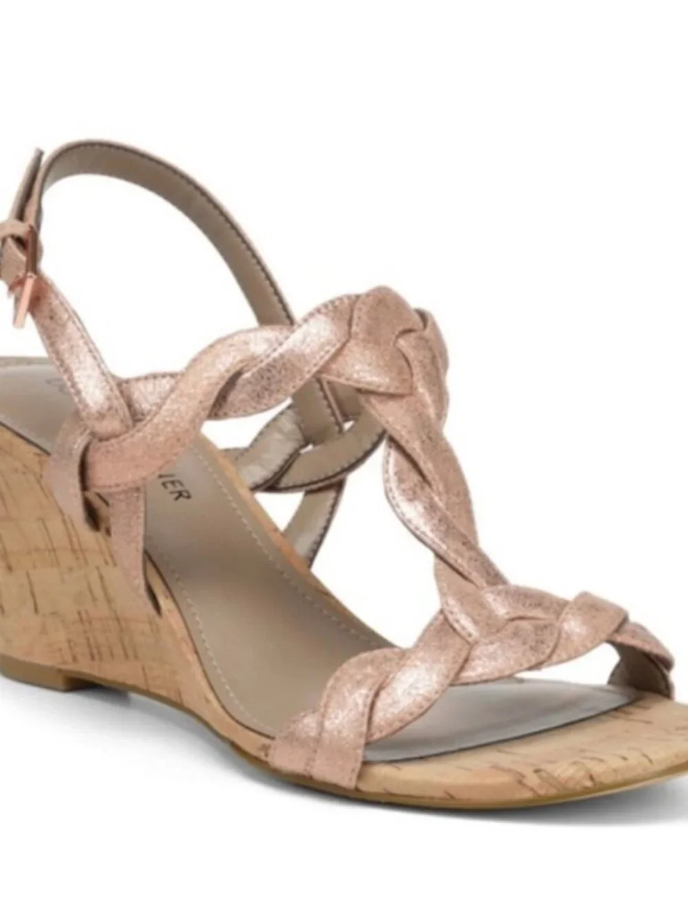 Donald J. Pliner  Jooli T-Strap Wedge Sandal in Rose Gold Leather   Women Size 6